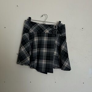bebe Black and White Plaid Mini Skirt